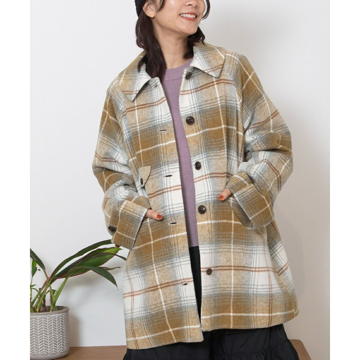 美品✨ドゥロワー サキソニーダブルフェイスノーカラーコート レディース 36 11009W5A0150229001