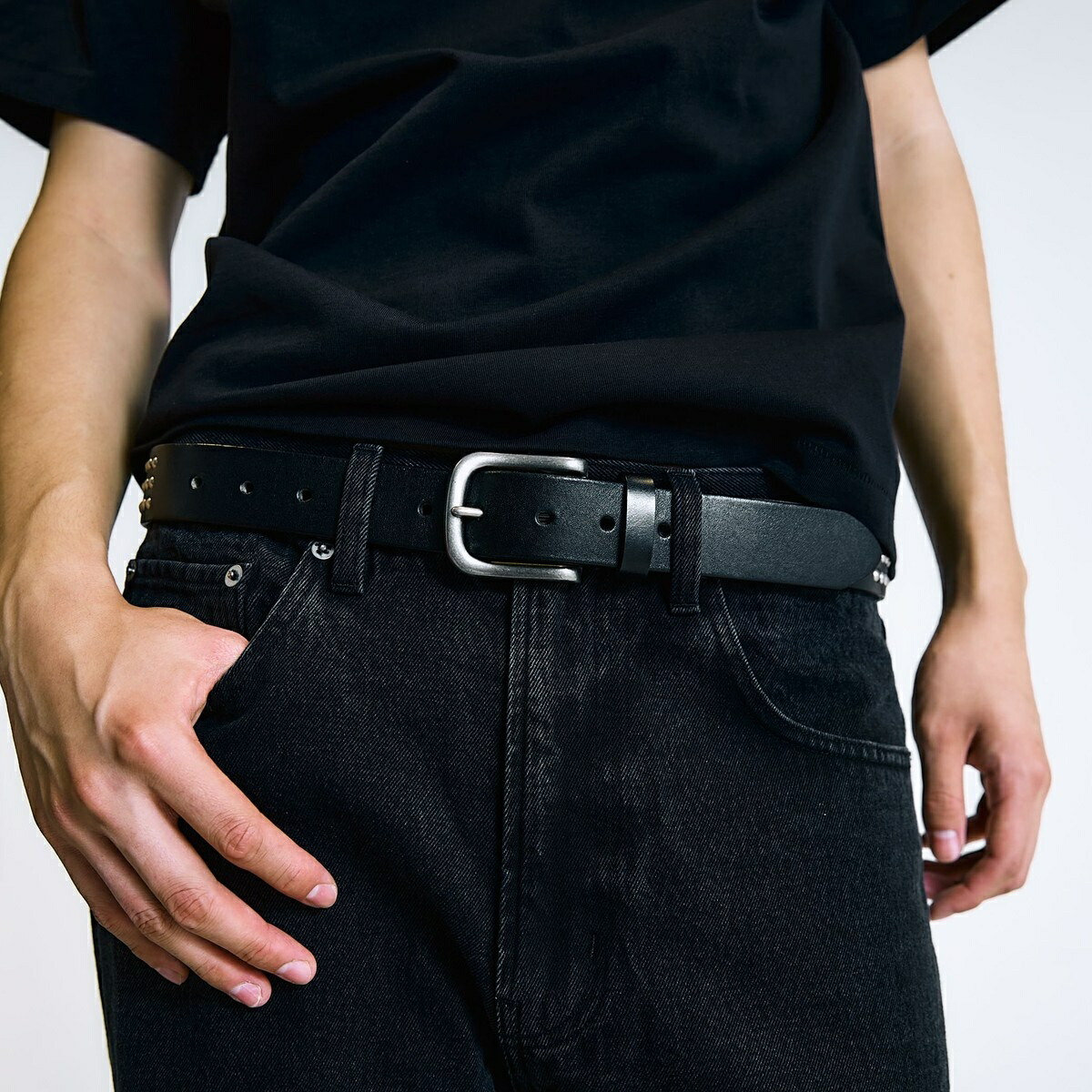 SEA BIG HEART ブラックベルト SEA BIG HEART SUEDE BELT(SILVER)
