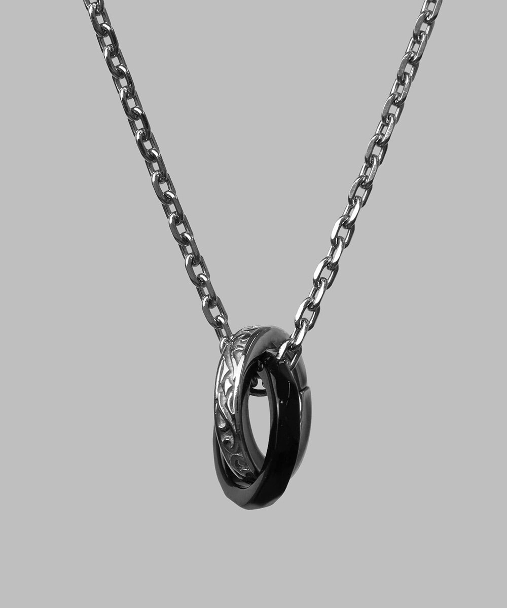 【制限事項詳しく述べる】タテガミダブルリングネックレス/欠けら/黒いこと/ステンレス鋼 金属元素アレルギー反応相応う／百獣の王ハート型（LION HEART） ネックレス・ペンダント-メンズジュエリー・アクセサリー-ジュエリー・アクセサリー