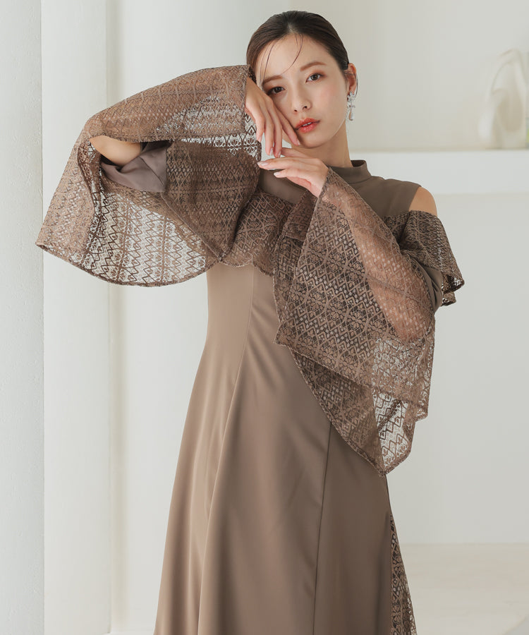 結婚式・二次会・セレモニーシーン対応　ワンピース・パーティードレス　スリーブスリットマーメイドドレス／ハレモード（haremode）