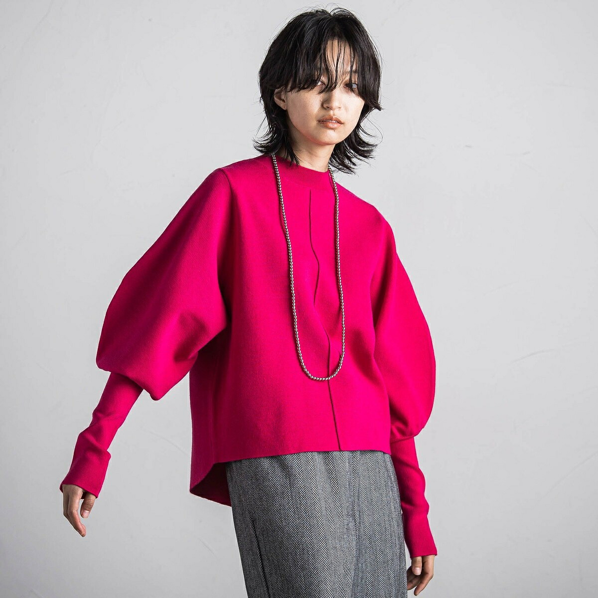 ボリューム×フィットクルーネックニットプルオーバー≪手洗い可能≫／メイソングレイ（MAYSON GREY）