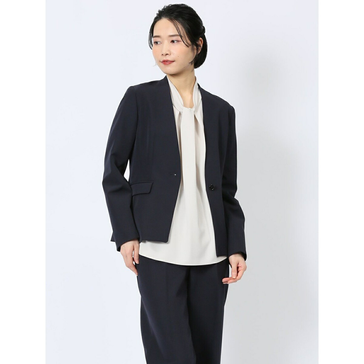 【ストレッチ ウォッシャブル】m.f.エディトリアル カラーレス ジャケット 紺(セットアップ可能)／m.f.エディトリアル（m.f.editorial）｜丸井（マルイ）店