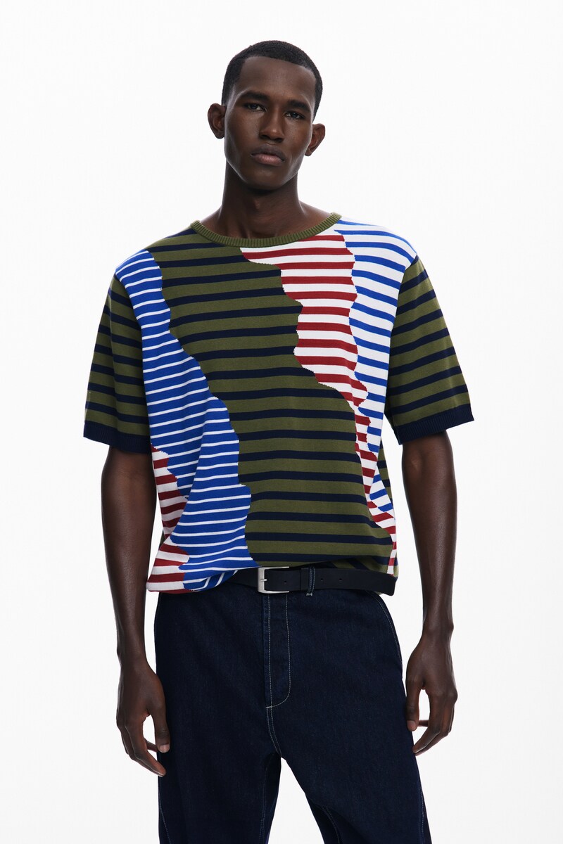 アシンメトリーストライプTシャツ／デシグアル（Desigual）