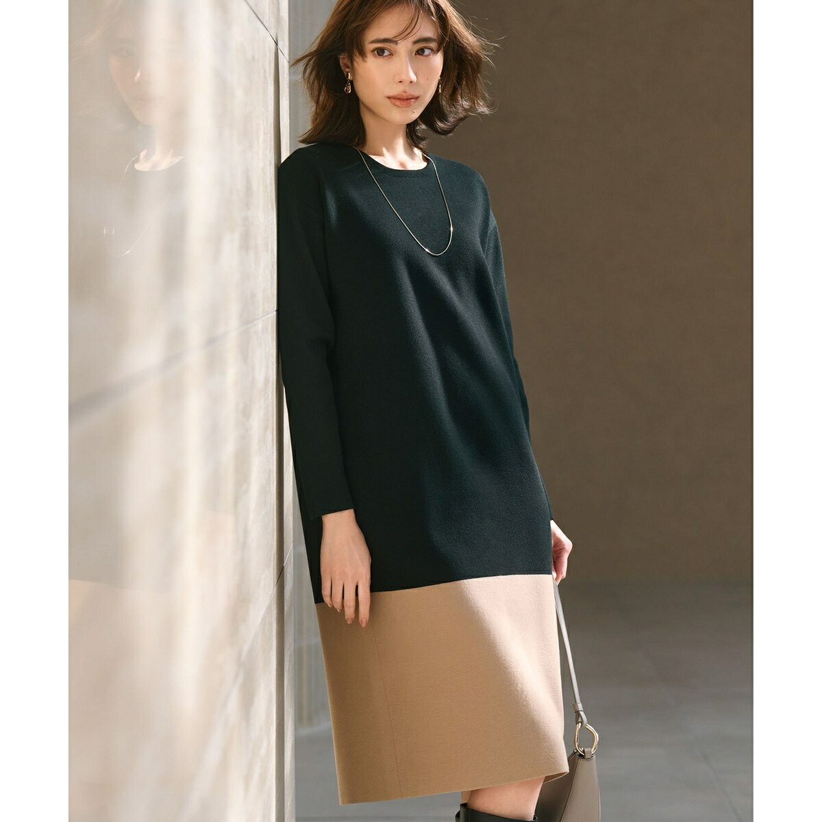 【WEB&一部店舗限定カラーあり/洗える】ミラノリブ バイカラーニットワンピース/23区(23KU)|丸井(マルイ)店