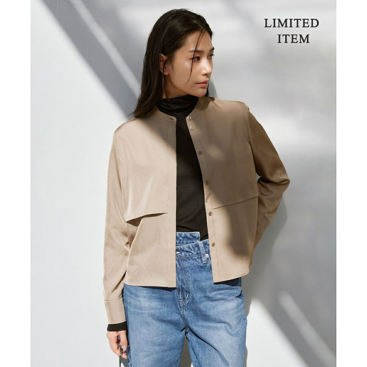 【WEB限定・洗える】シルキーツイル クロップドシャツ/ICB(ICB)