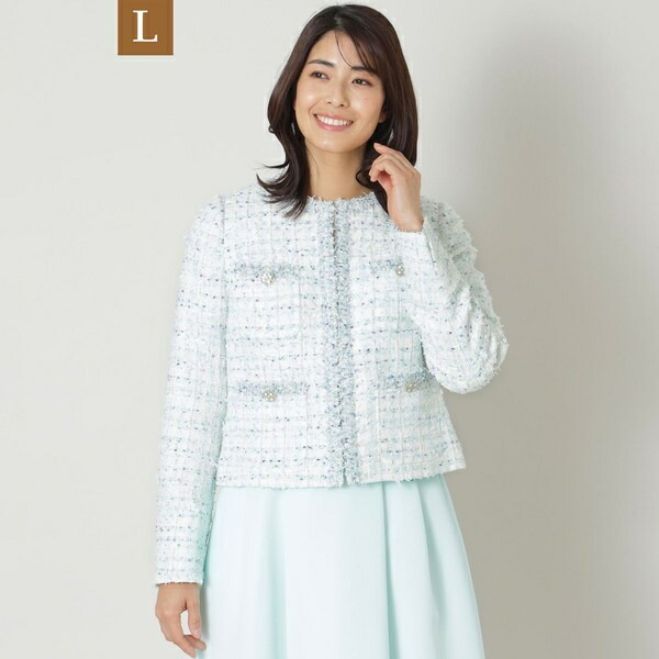 【L】フラッグモールツイード ノーカラージャケット／トゥービーシック（TO BE CHIC）｜丸井（マルイ）店