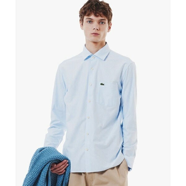 消臭 速乾 UVカット コットン×リサイクルポリエステル ストライプ 長袖レギュラーカラーシャツ/ラコステ(LACOSTE)|丸井(マルイ)店