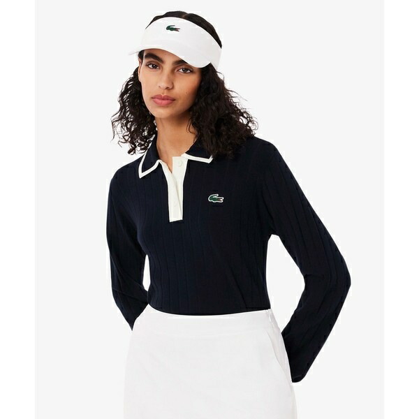 ハイストレッチ バイカラーポロカラーゴルフニットセーター／ラコステ（LACOSTE）