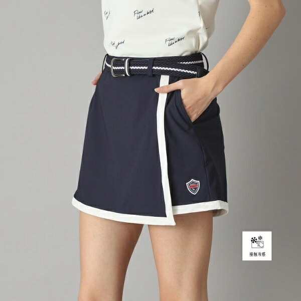 【新レーベル ADABAT NAVY】接触冷感 クールストレッチラップキュロット／アダバット（adabat）