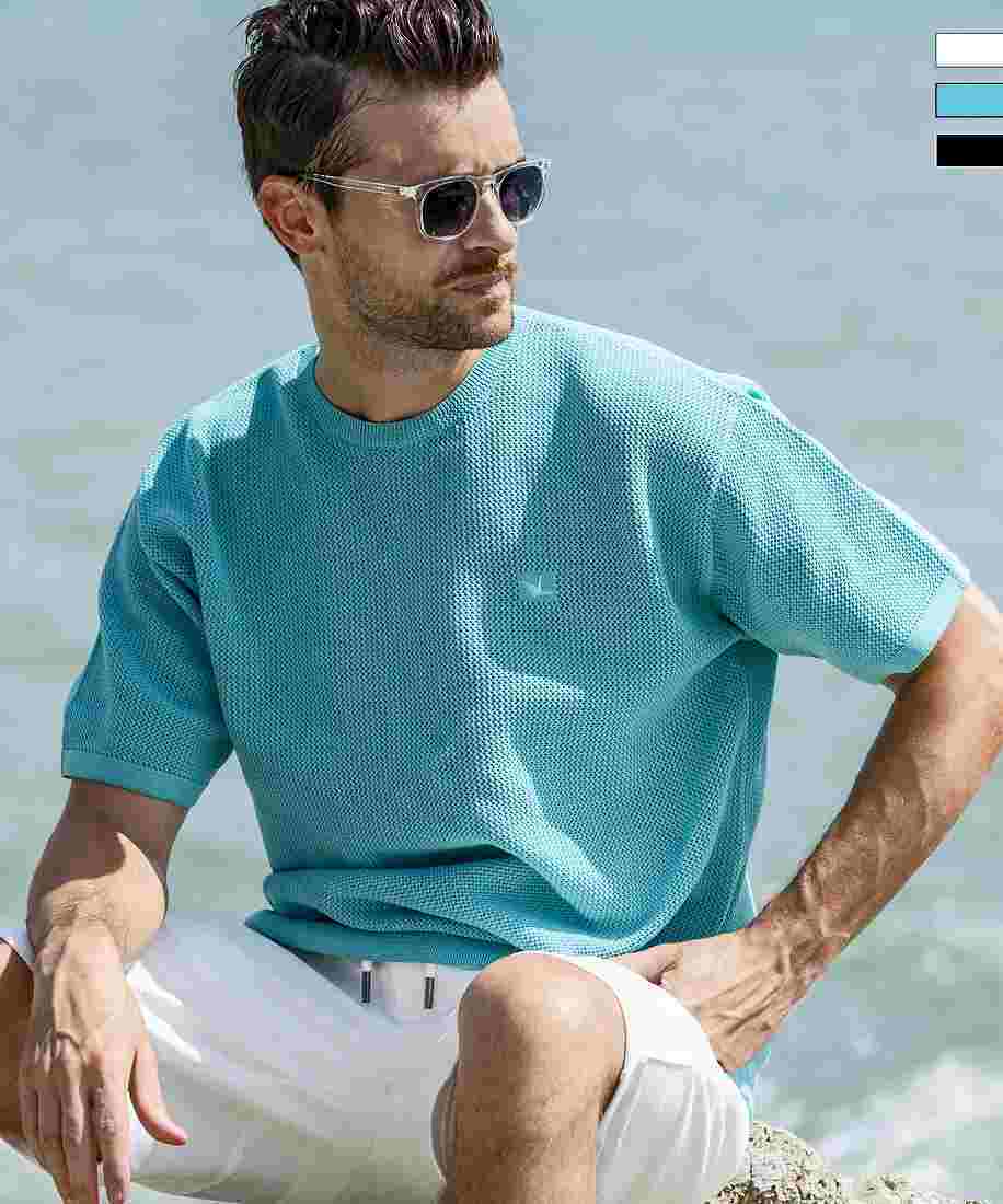 1PIU1UGUALE3 RELAX ベーシック半袖ニットTシャツ「LEON 4月号掲載」／ウノピゥウノウグァーレトレ リラックス（1PIU1UGUALE3 RELAX） 6,930円