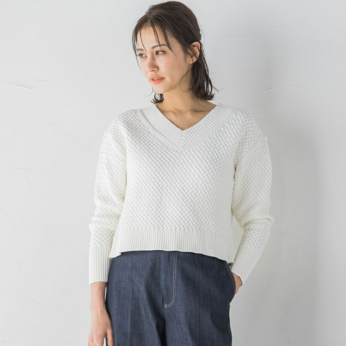 【一部店舗限定販売】ケーブル柄クロップドニットプルオーバー≪手洗い可能≫／ロートレアモン（LAUTREAMONT）｜丸井（マルイ）店