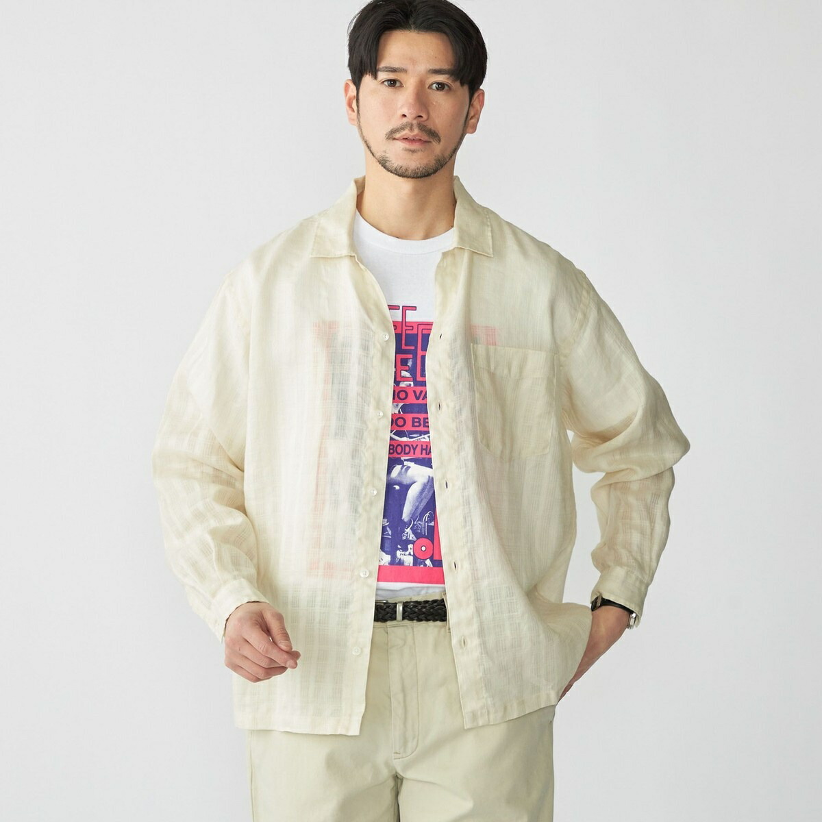 SHIPS: ラミー ドビー ウィークエンド ロングスリーブ シャツ／シップス（SHIPS）