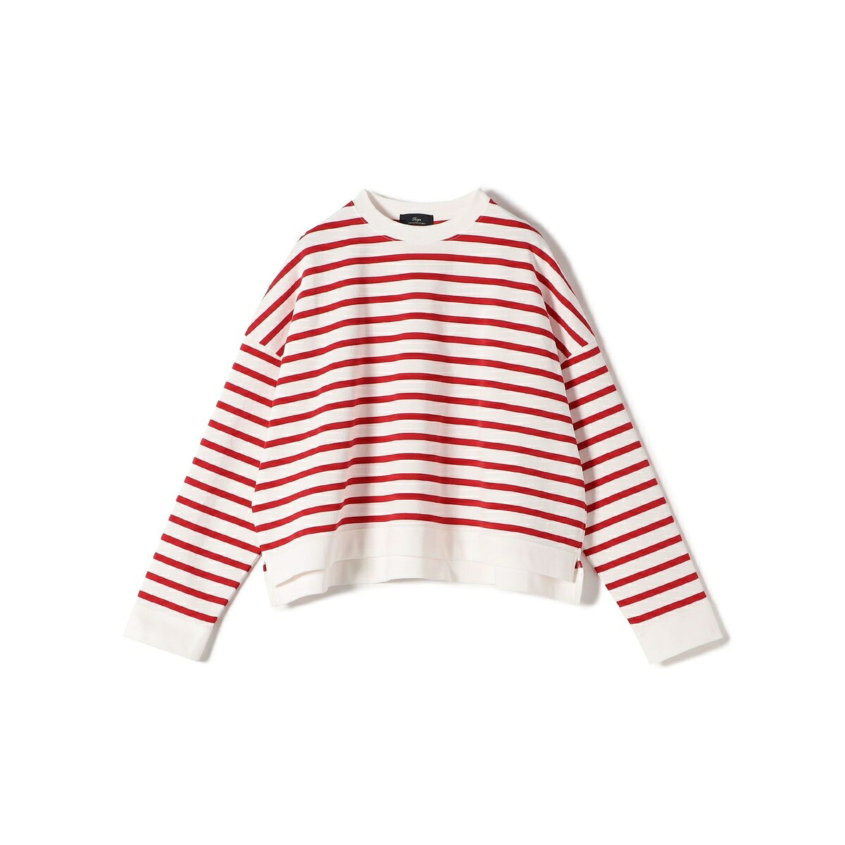 SHIPS Primary Navy Label:綿織物 間借り人 労働者の一団のど首 ティーシャツ／シップス（SHIPS） トップス-レディースファッション-Tシャツ・カットソー