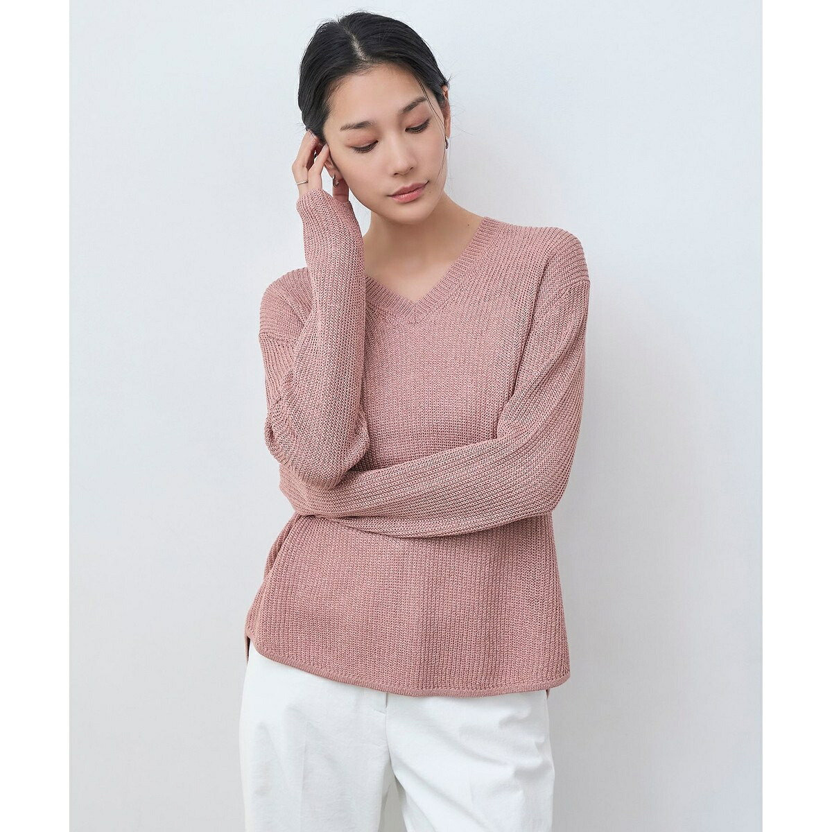【洗える】 ペーパーブレンドシャインニット Vネックプルオーバー/ICB(ICB)|丸井(マルイ)店