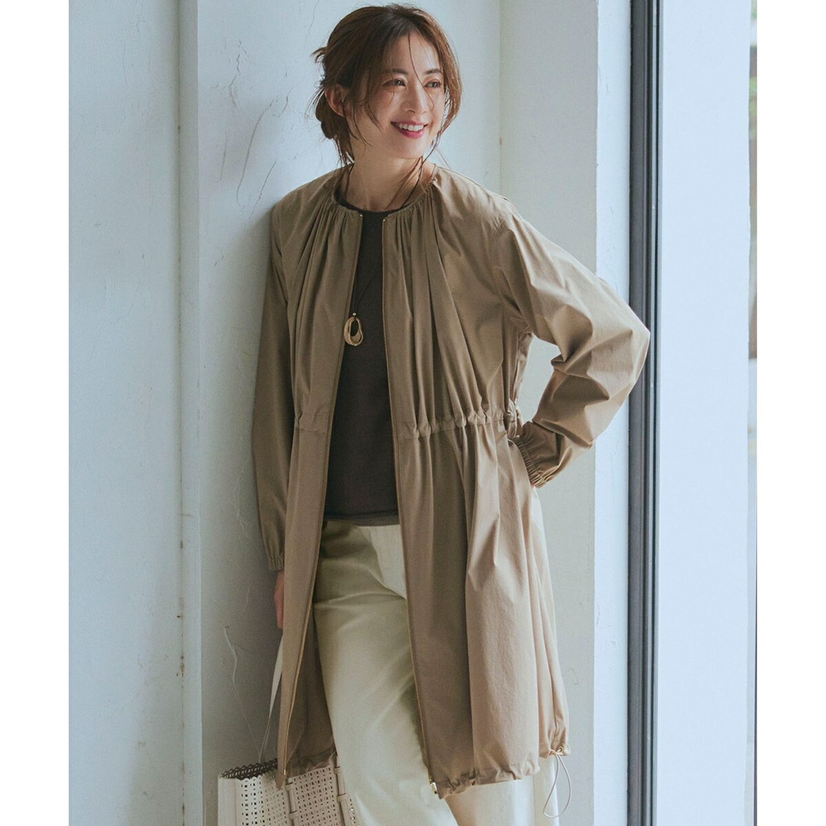 【撥水加工】ナイロン2WAYストレッチ ロングアウター／23区（23KU）