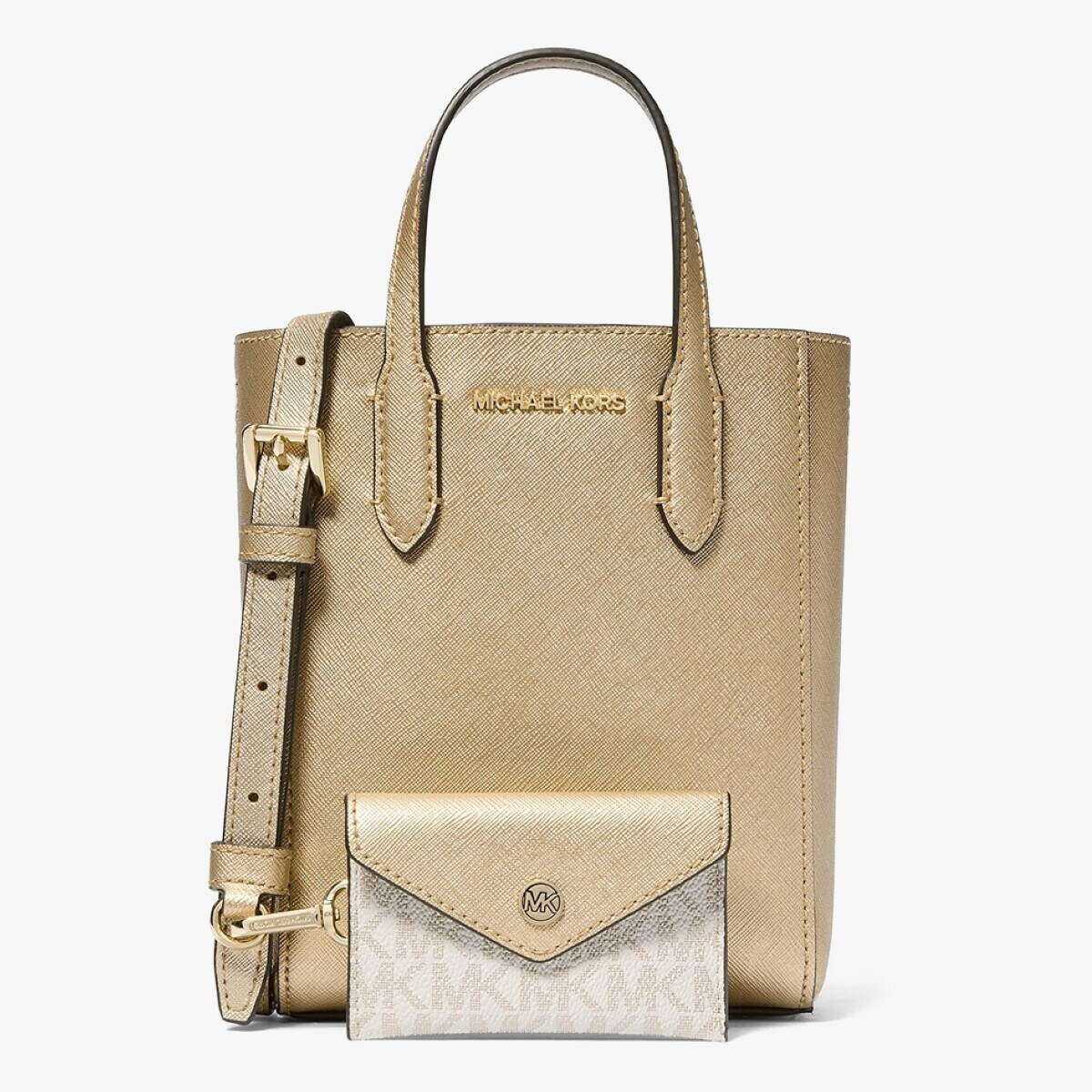 VINCENT メタリック クロスボディ ウィズ ロゴ カードケース エクストラスモール／マイケル・コース（Michael Kors）