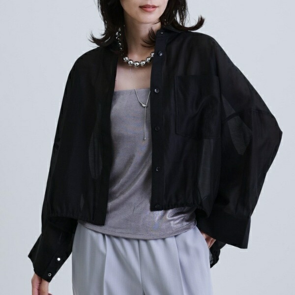 【再入荷】シアーローンステンカラーシャツシアーシャツシアートップス／ギャレスト（GALLEST）