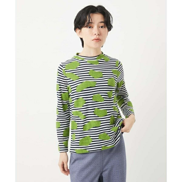 [日本製]不安定さジャガードショート丈カットソー／ジャンニ・ロ・ジュディチェ（GIANNI LO GIUDICE） Tシャツ・カットソー-レディースファッション-トップス