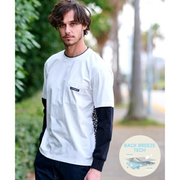 【接触冷感UVカット】BACK BREEZE TECH バックオーバーラップサークルレイヤードロングTシャツ／ドレステリア（DRESSTERIOR）