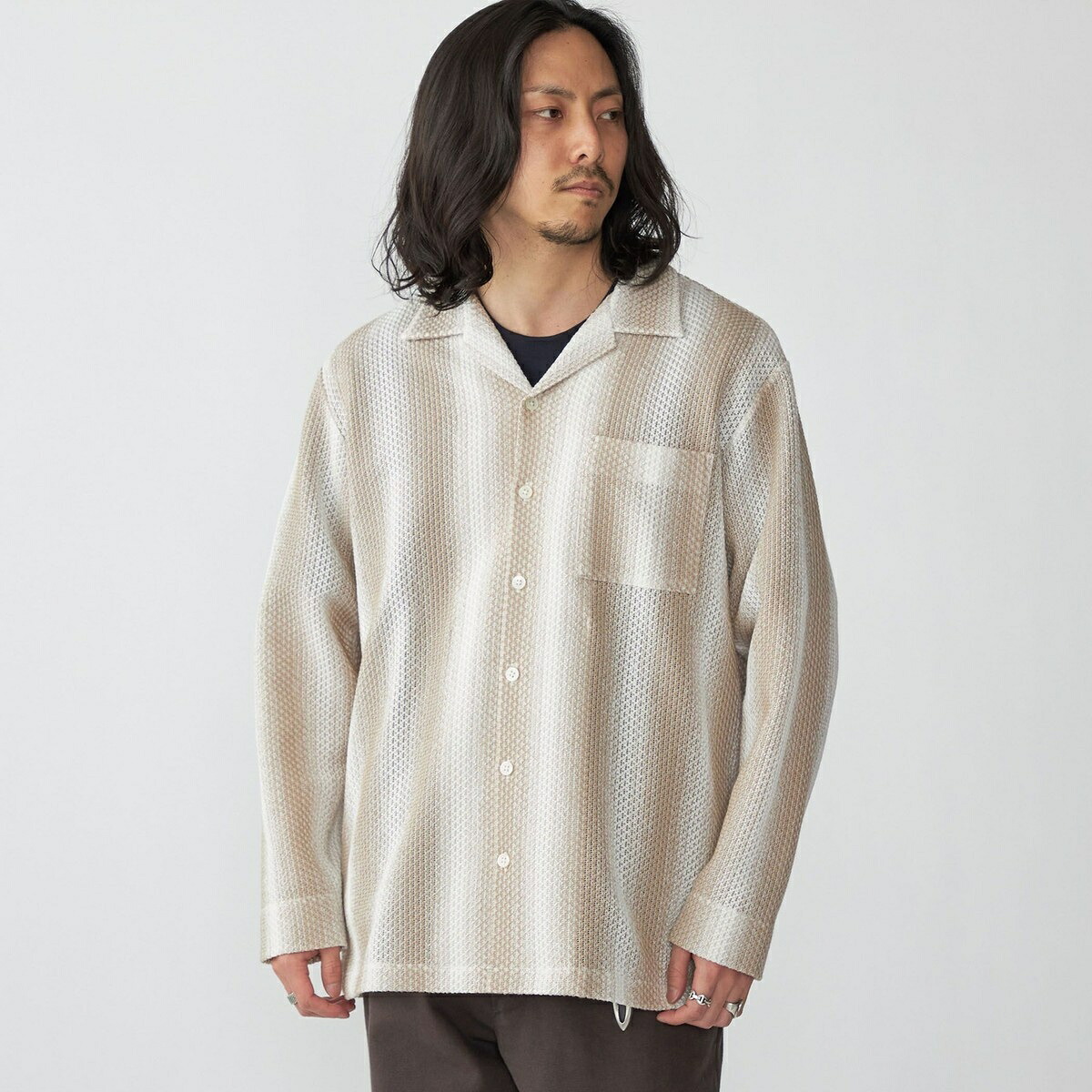 SHIPS: ハニカム メッシュ シャツ アウター／シップス（SHIPS）