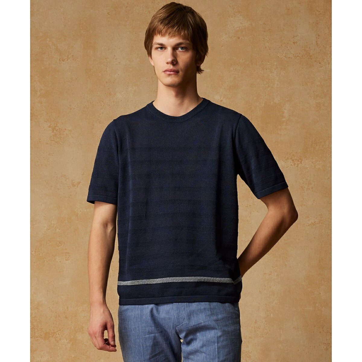 【キングサイズ・エコ素材/軽量/通気性/速乾性】ペーパーヤーンニット Tシャツ/ジョセフアブード(JOSEPH ABBOUD)