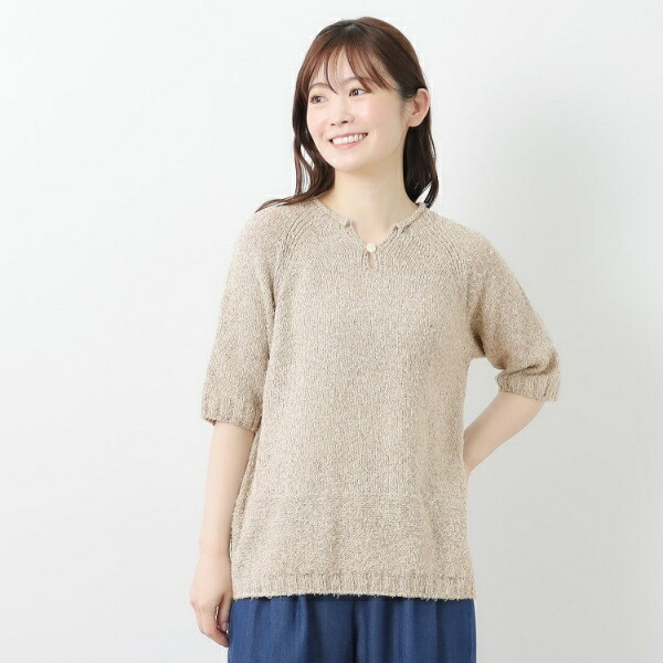 【限定店舗展開日本製ワンマイルウエア】シルクネップ混 半袖プルオーバー／ローラ アシュレイ（LAURA ASHLEY）