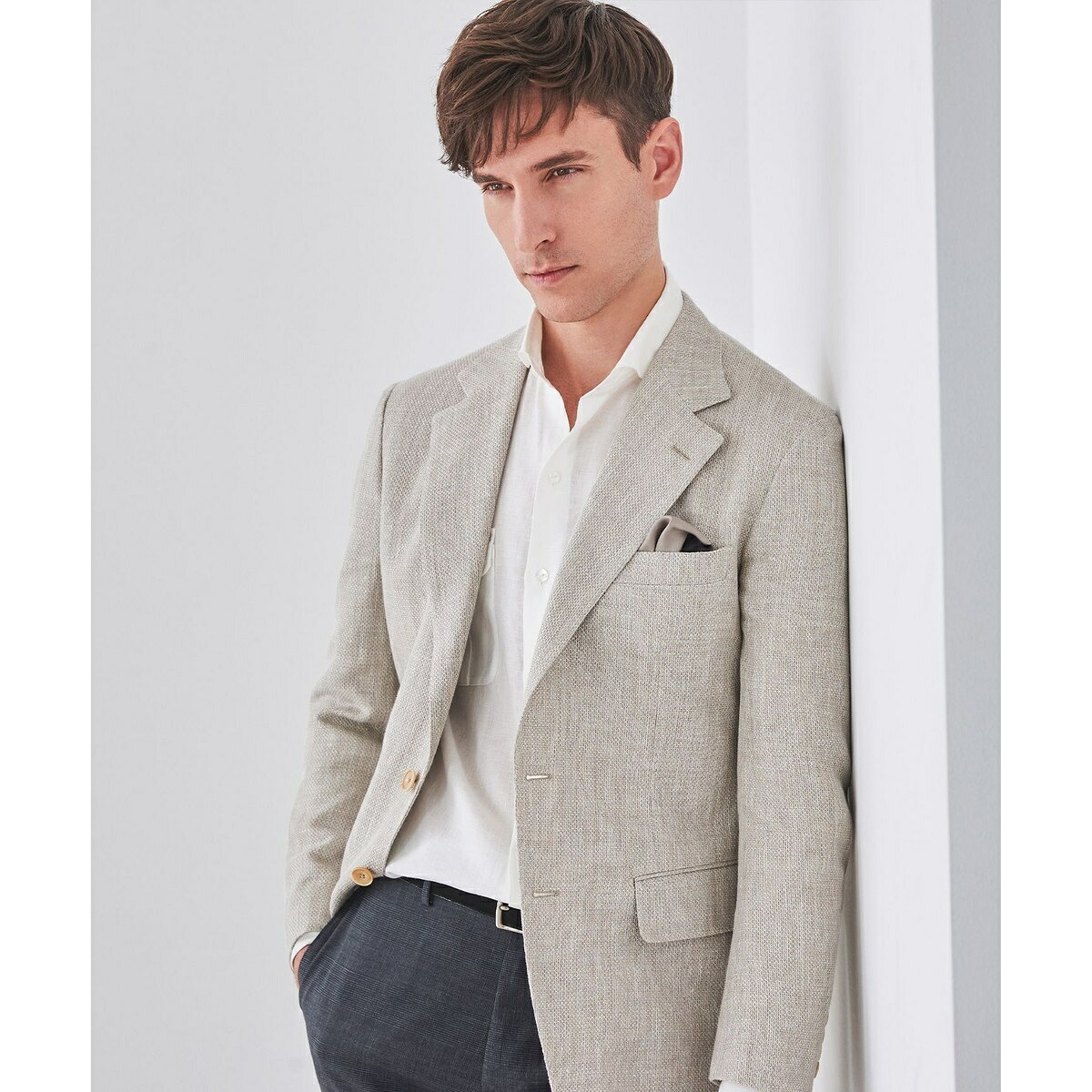 【DORMEUIL】ドーメル HEXAGON リネン ジャケット_ベージュ／五大陸（gotairiku）