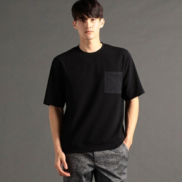 ワッシャーストレッチ クルーネックTシャツ／ムッシュニコル（MONSIEUR NICOLE）
