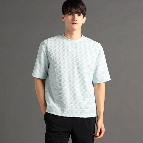 ジオメトリックジャカード クルーネックニットTシャツ/ムッシュニコル(MONSIEUR NICOLE)