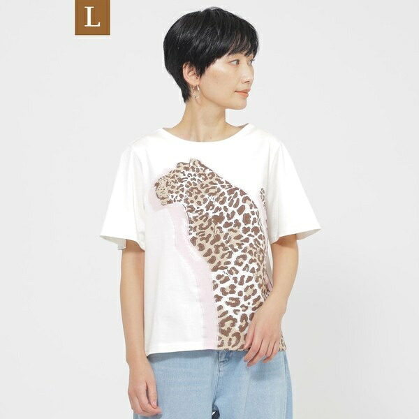 【L】【商品目録掲げる品】【ウォッシャブル】パンサーモチーフジャカードカットソー／エヴェックス バイ クリツィア（EVEX by KRIZIA） トップス-Tシャツ・カットソー