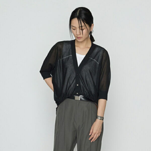 シャイニーシアーヤーン ドロストシアーショートカーデ／ギャバジン K.T（Gabardine K.T）