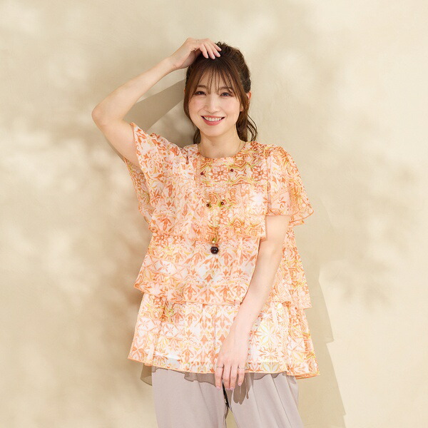 【室内用便器聞き入れる】シフォンヤナギの木ティアードブラウス／ローズティアラ（Rose Tiara）