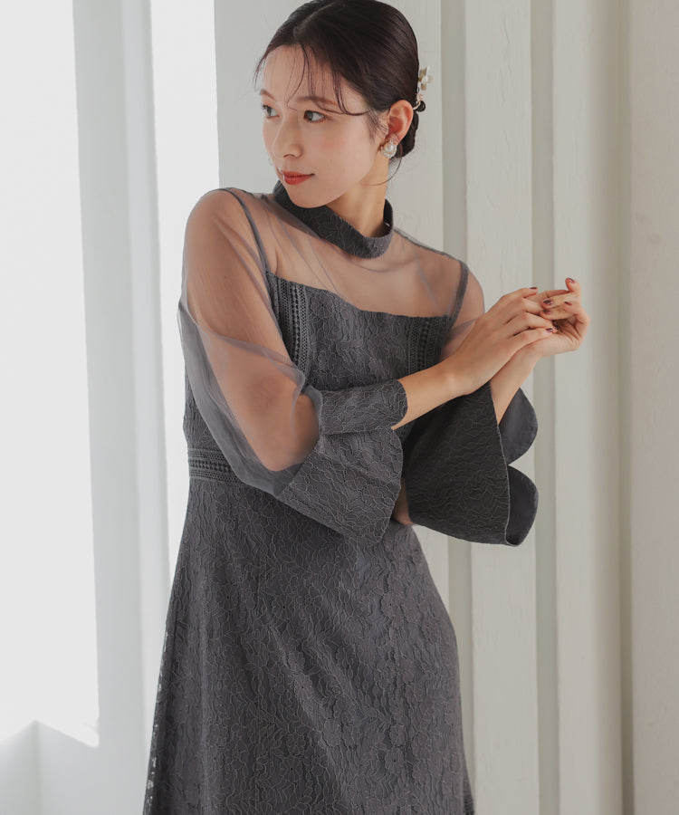 結婚式・二次会・セレモニーシーン対応　ワンピース・パーティー　レース切替フレアスカートドレス／ハレモード（haremode）｜丸井（マルイ）店