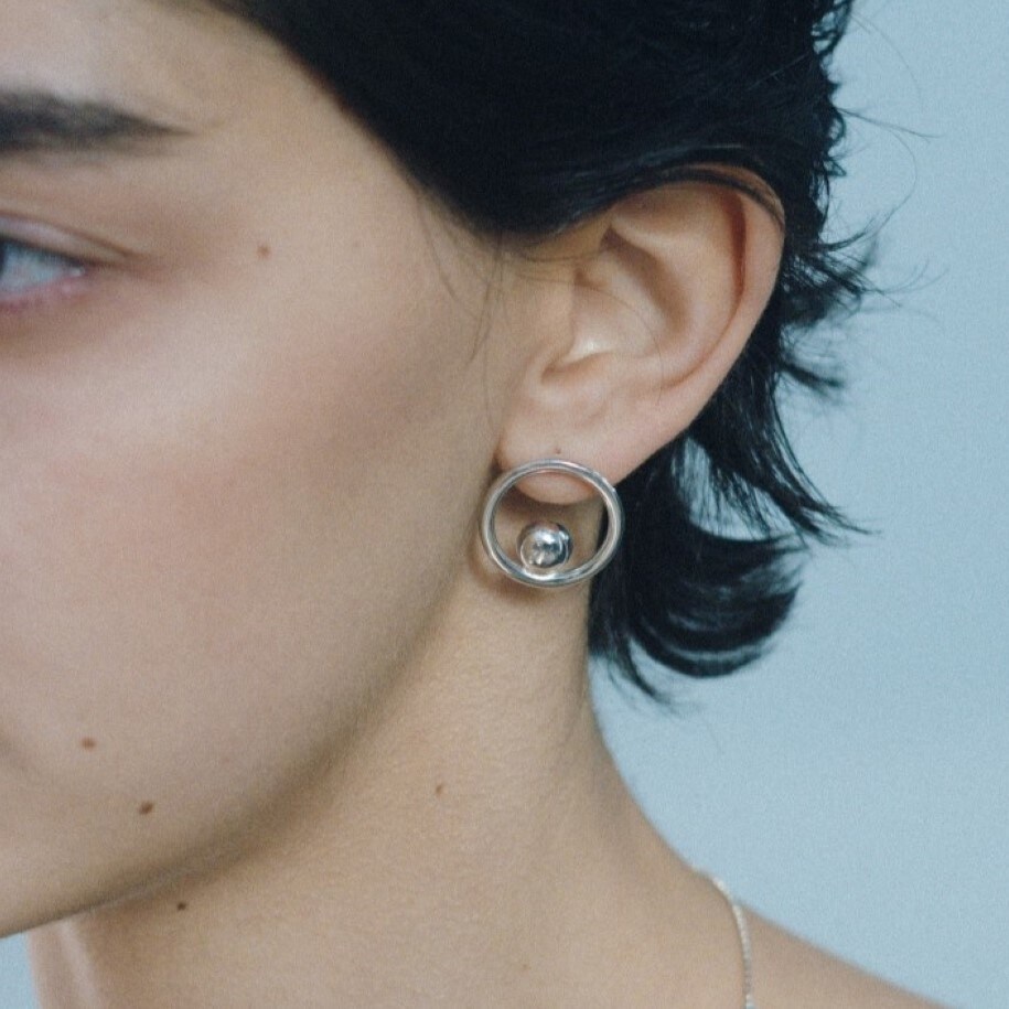 NINA&JULES ムーンフープピアスシルバー925美品 NINA&JULES ニナエジュール Moon Hoop Medium フープ ピアス