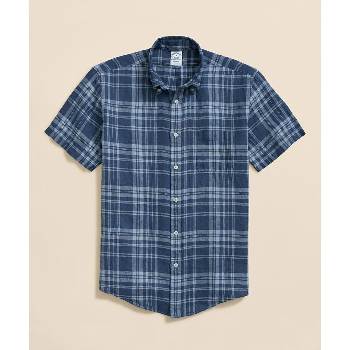 アイリッシュリネン　チェック　ショートスリーブ　カジュアルシャツ　Regular Fit／ブルックスブラザーズ（Brooks Brothers）