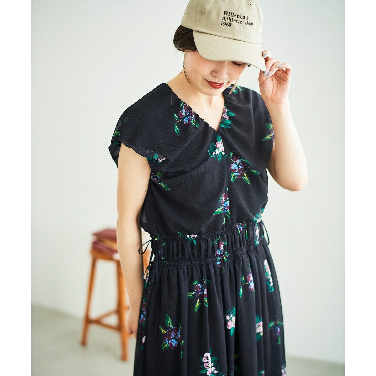 《WEB/一部店舗限定アイテム》KAZUMIDOIボタニカルギャザーワンピース／ルクールブラン（le.coeur blanc）