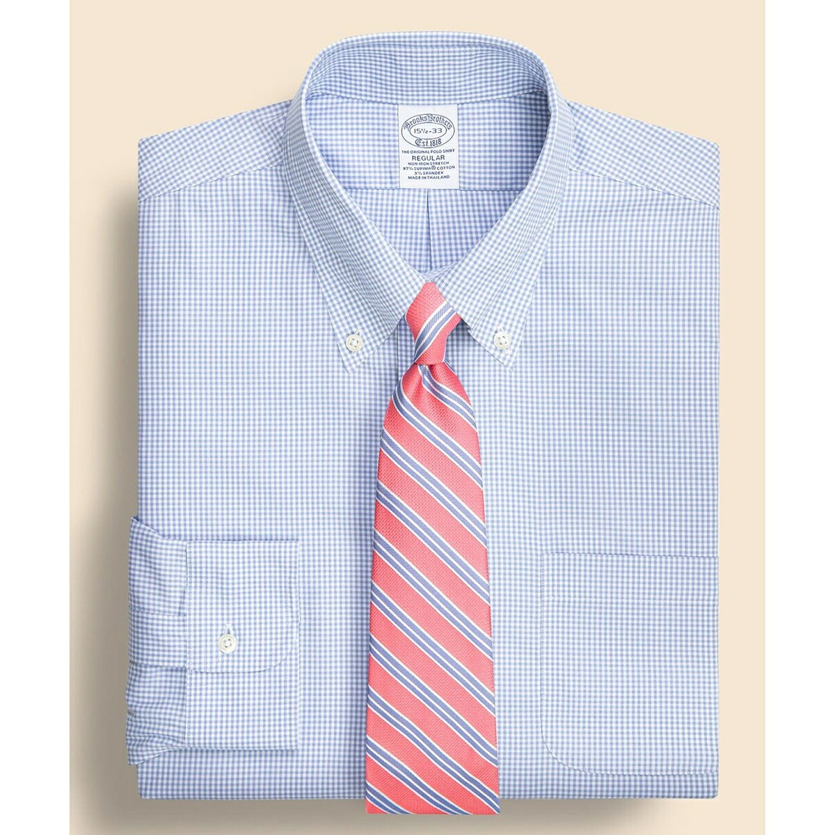 スーピマコットンストレッチ ギンガムチェック ドレスシャツ Regular Fit セレモニー／ブルックスブラザーズ（Brooks Brothers）