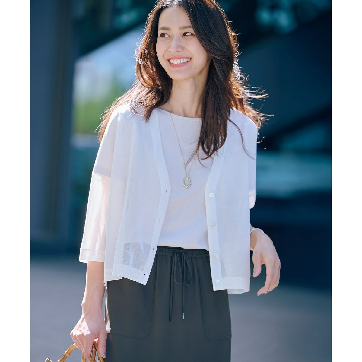 【WEB限定カラーあり・洗える】SHEER LIGHT KNIT Vネック カーディガン/Jプレス(J.PRESS)