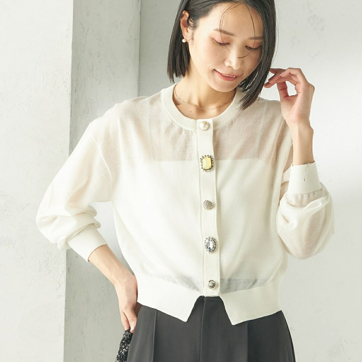 TORRAZZO DONNA:〈手洗い可能〉ビジュー シアー カーディガン/シップス(SHIPS)|丸井(マルイ)店