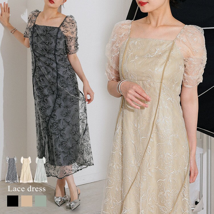 【ANDRESED】wave piping frare dress／ドノバン（DONOBAN）
