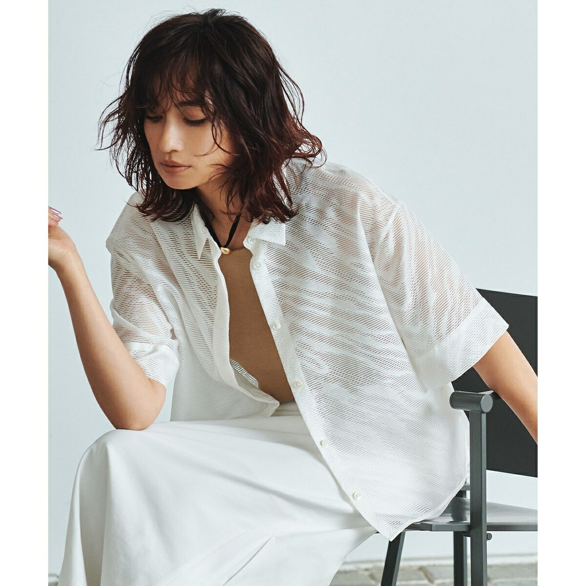 【洗える】ゼブラシアーJQ クロップドシャツ／ICB（ICB）｜丸井（マルイ）店