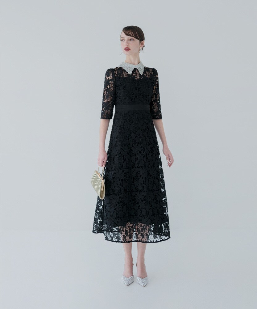 楽天市場】【LEJA】配色パイピングレーススパンコール刺繍パフスリーブ