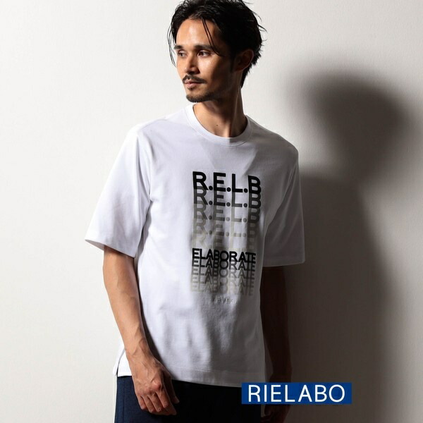 【RIELABO】グラデーションロゴプリント クルーネックTシャツ／ニコルクラブフォーメン（NICOLE CLUB FOR MEN）