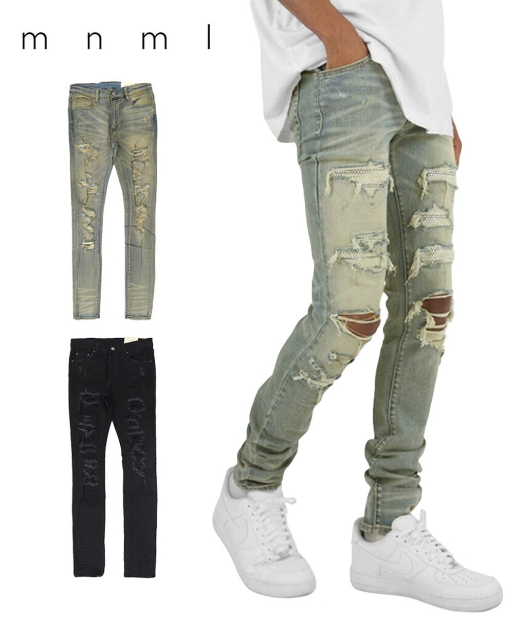 【mnml】X201 RHINESTONE SKINNY DENIM [I]／スタイライズ（STYLISE）
