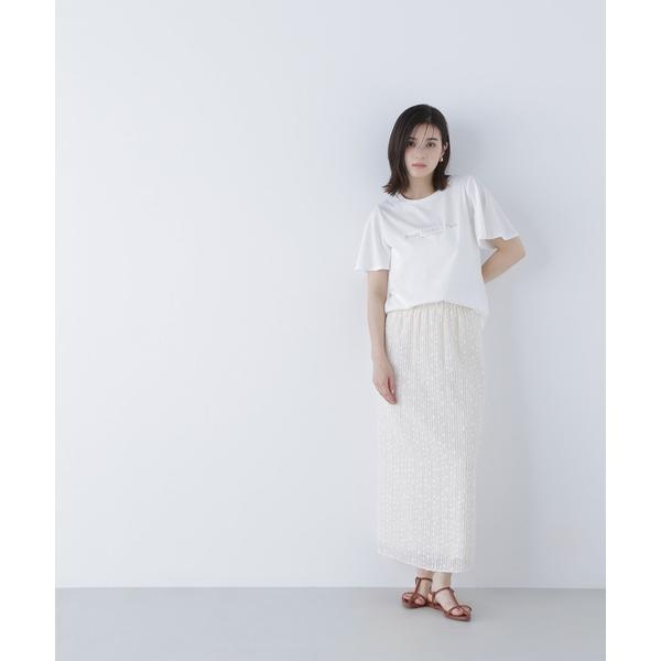 シアー刺繍ナロースカート／ナチュラルビューティーベーシック（NATURAL BEAUTY BASIC）