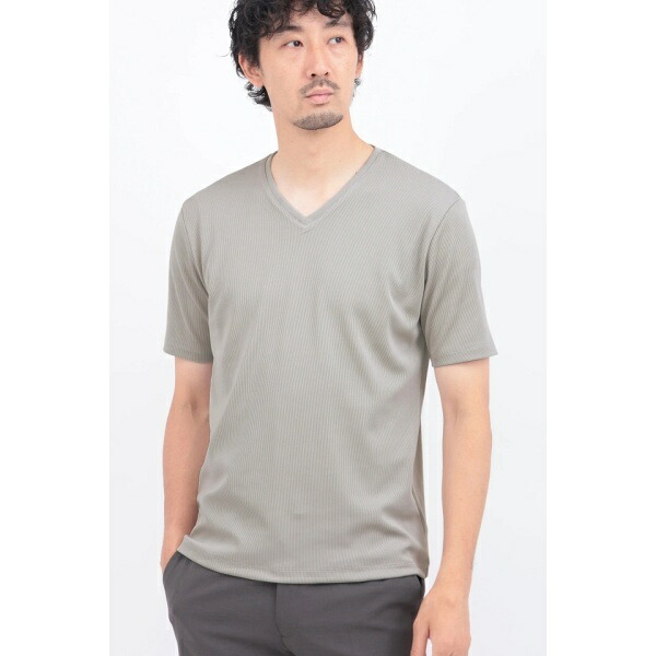 HIGH STREET∴シルキーリブVネック半袖カットソー／ハイストリート（HIGH STREET）