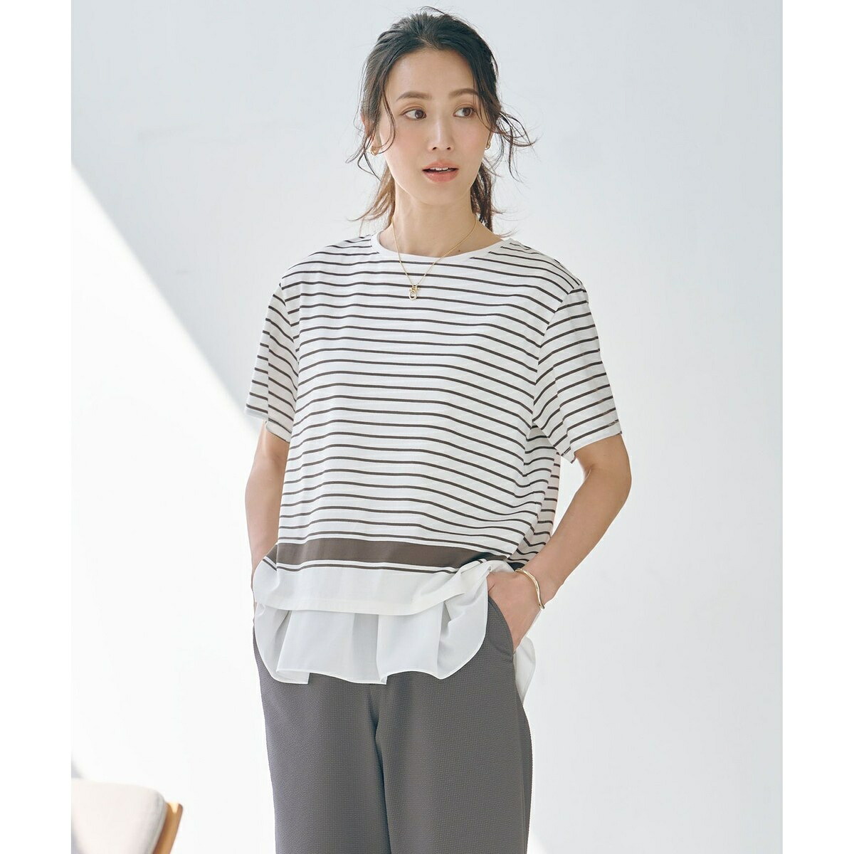 【洗える】パネルボーダー Tシャツ／Ｊプレス（J.PRESS）
