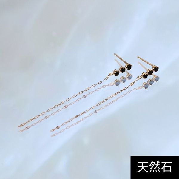 【K10】天然石ペタルチェーンピアス/モテピアス/オニキス/ジュピター(JUPITER)|丸井(マルイ)店