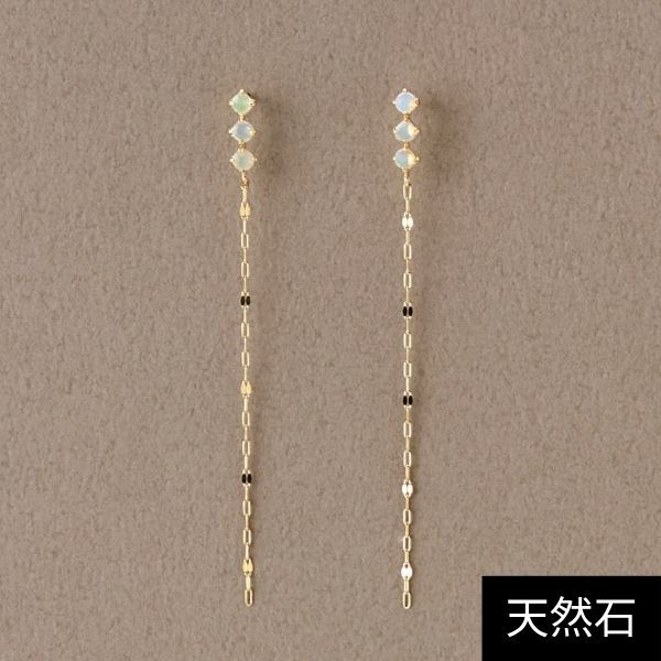 【K10】天然石ペタルチェーンピアス/モテピアス/オパール/ジュピター(JUPITER)|丸井(マルイ)店