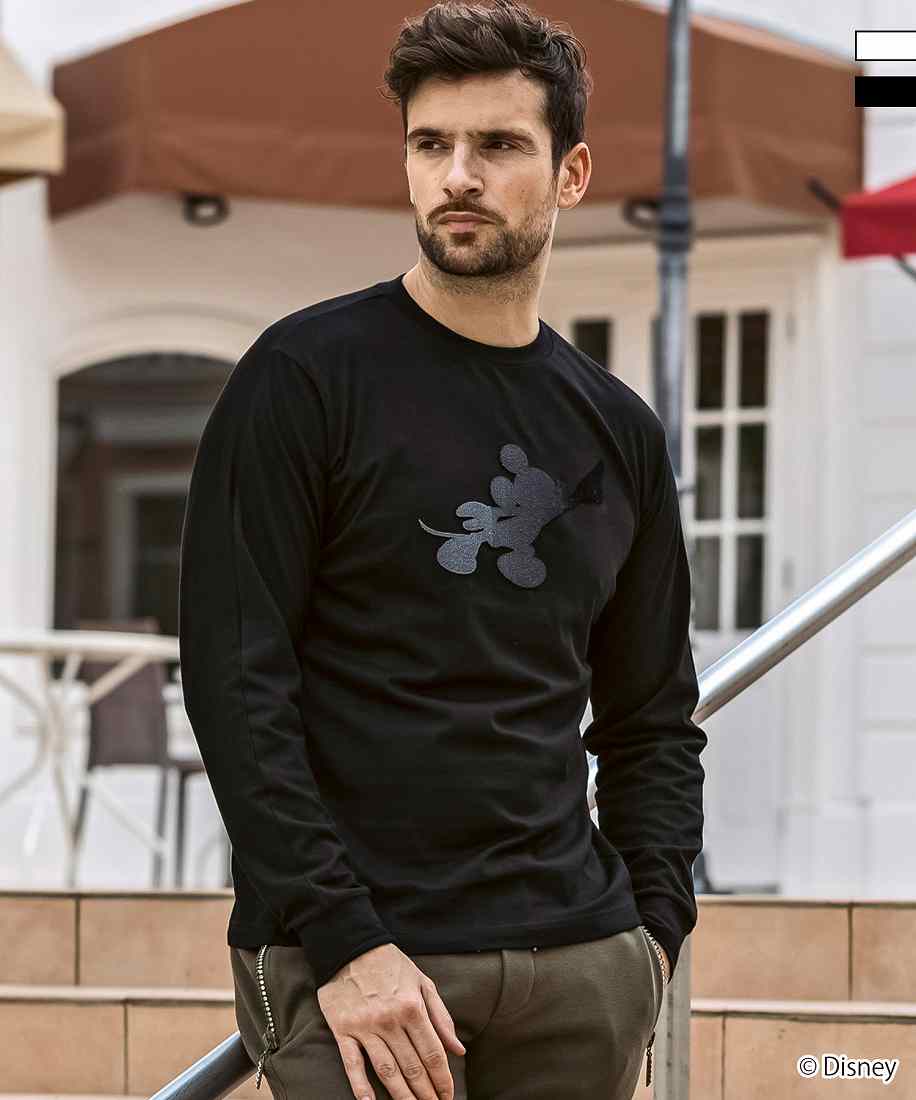 1PIU1UGUALE3 RELAX ミッキーマウス グラデーション刺繍ロングTシャツ／ウノピゥウノウグァーレトレ リラックス（1PIU1UGUALE3 RELAX）